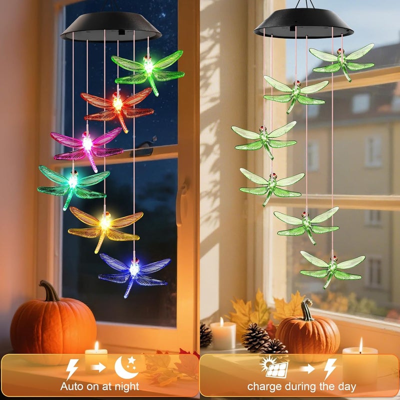 Winzwon Birthday Gifts for Mom Grandma Wife, Solar Lights Outdoor Wind Chimes for Outside Garden Yard Patio Porch Deck Hanging Decor Dragonfly Gifts for Women Her Easter Mothers Day - Image 5
